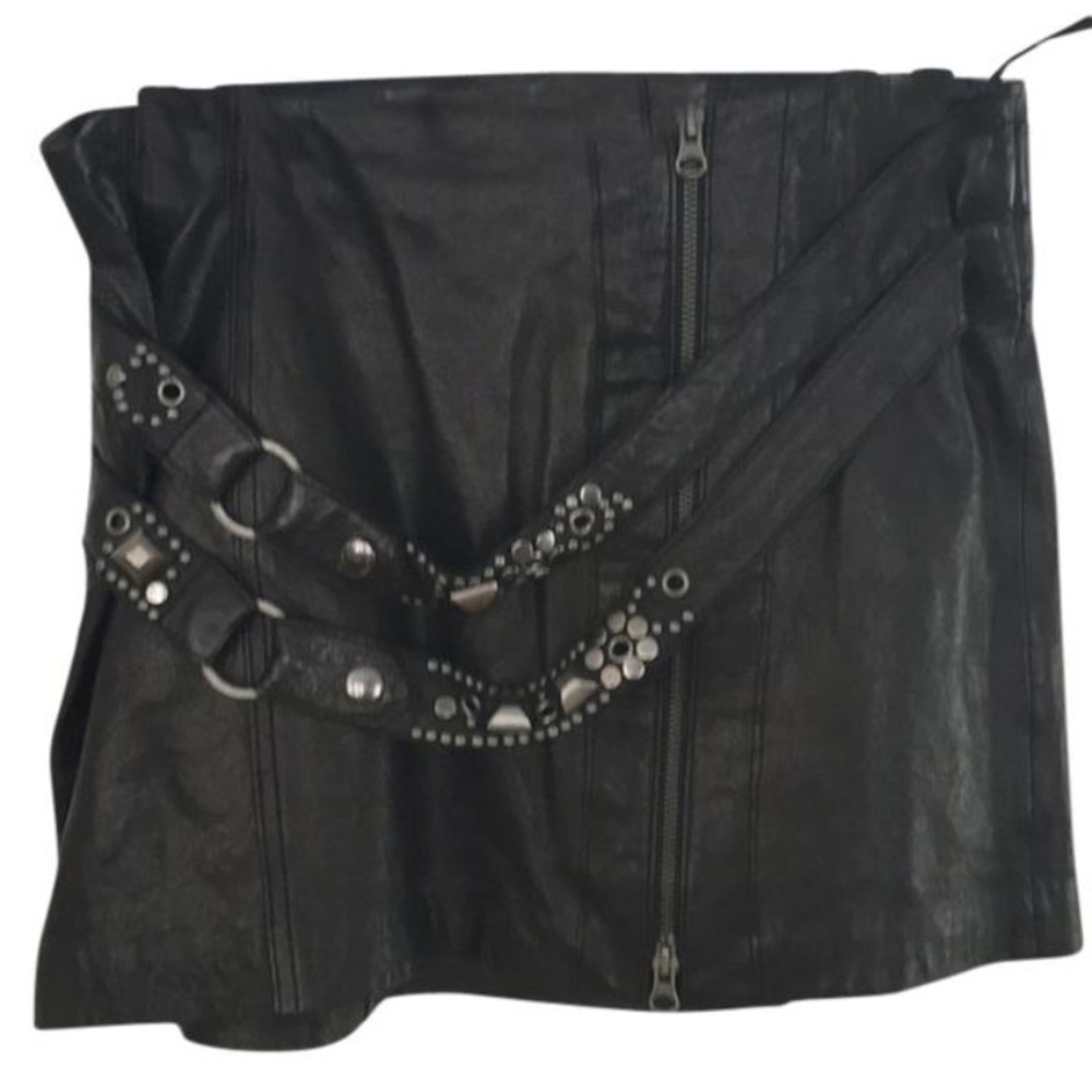Nanette Lepore black leather miniskirt